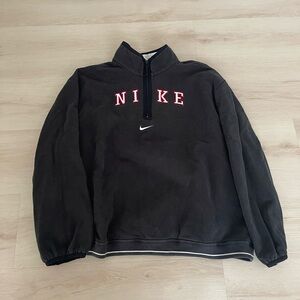 Nike Black Quarter-Zip Sweatshirt with Red Accents